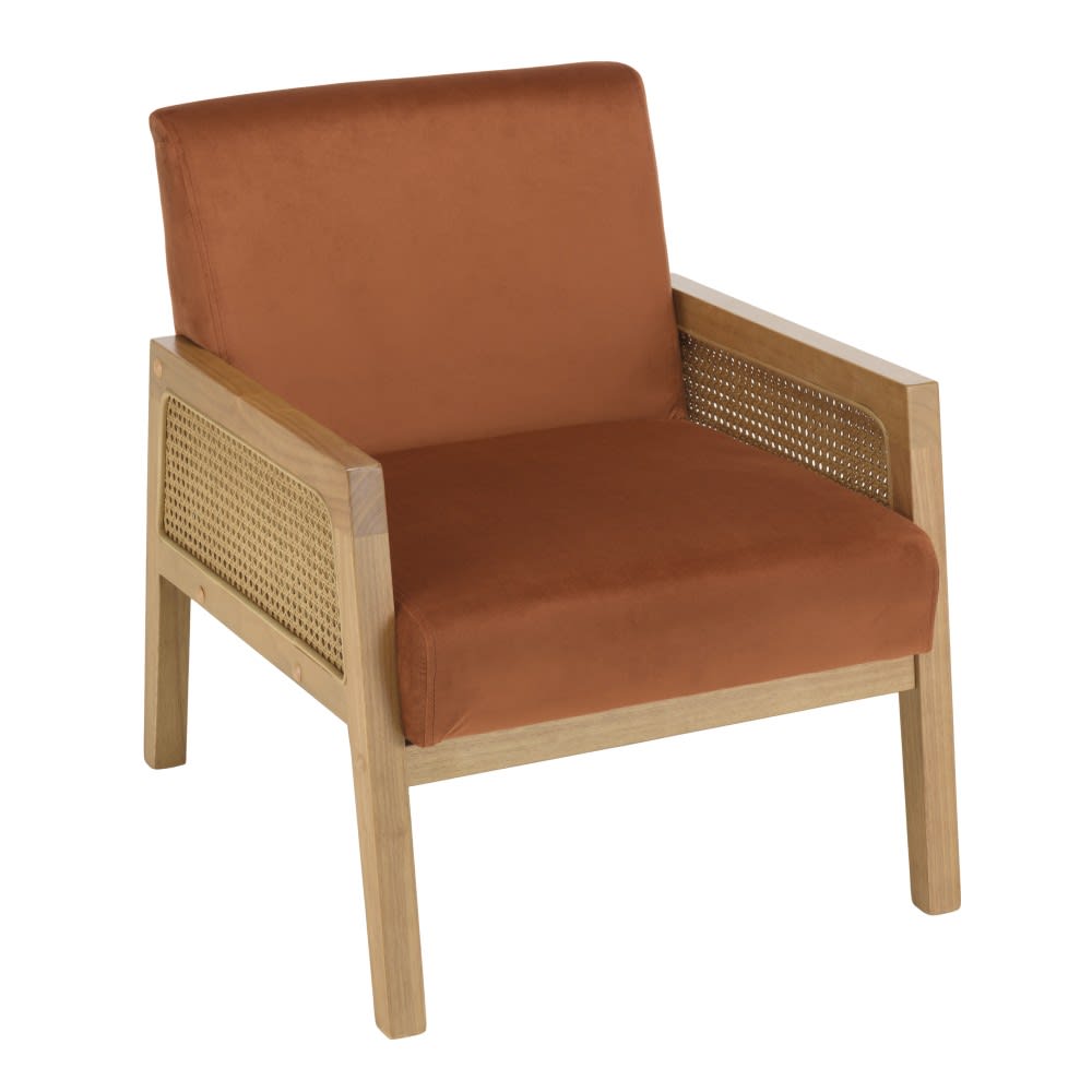 fauteuil velours orange