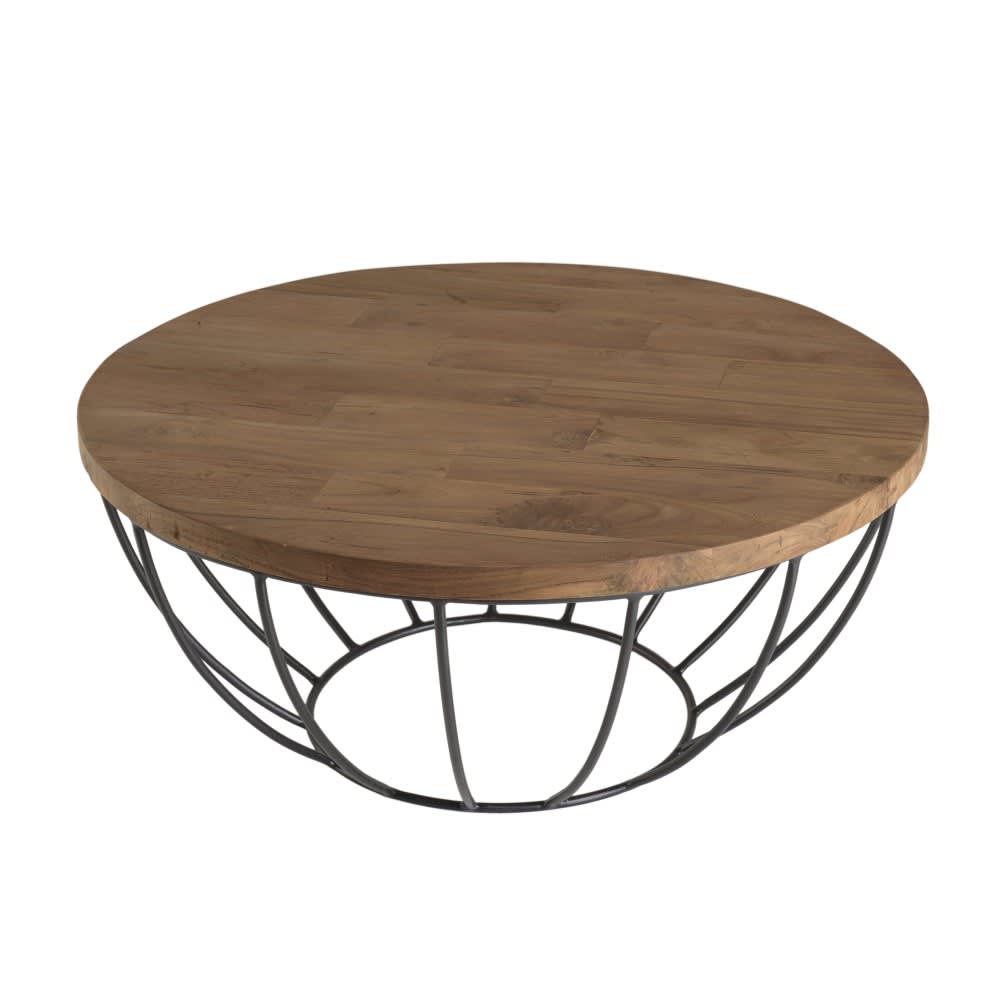 Taburete redondo de terciopelo de canalé gris perla y patas de metal - Maisons du Monde