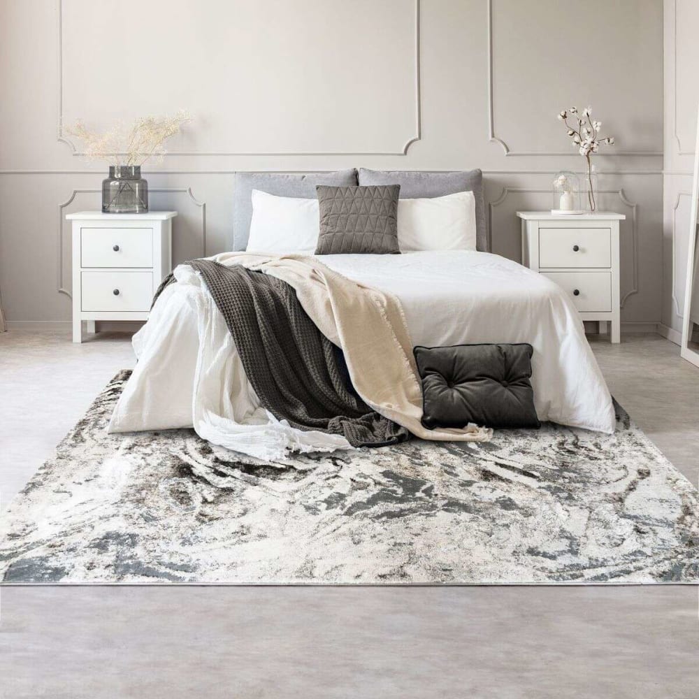 Tapis graphique effet fluide gris 120x170 — vue 3