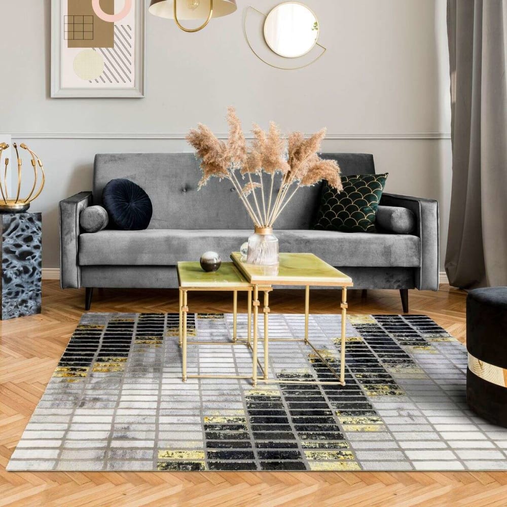 Tapis abstrait moderne gris multicolore 120x170 — vue 3
