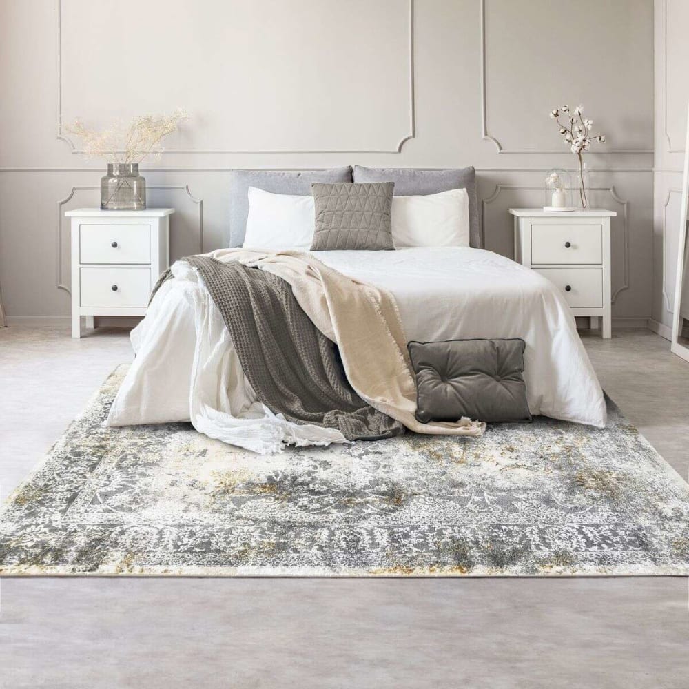 Tapis graphique effet usé gris or 120x170 — vue 3