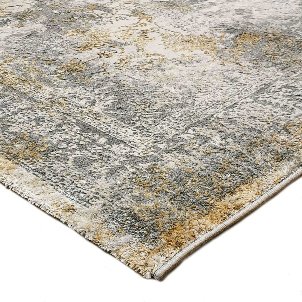 Tapis graphique effet usé gris or 120x170 — vue 4