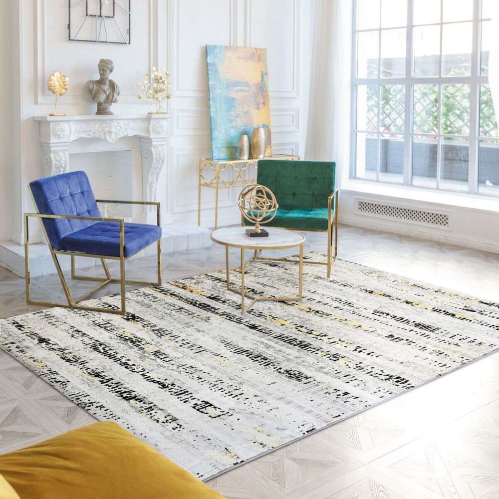 Tapis abstrait moderne gris or 120x170 — vue 3