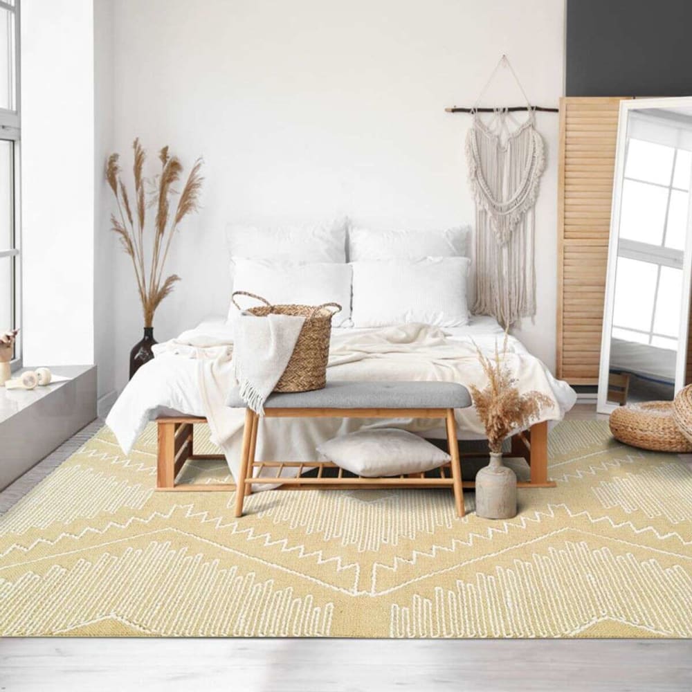 Tapis en coton avec motifs zig zag en laine épaisse naturel 160x230 — vue 3