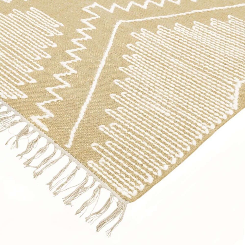 Tapis en coton avec motifs zig zag en laine épaisse naturel 160x230 — vue 4