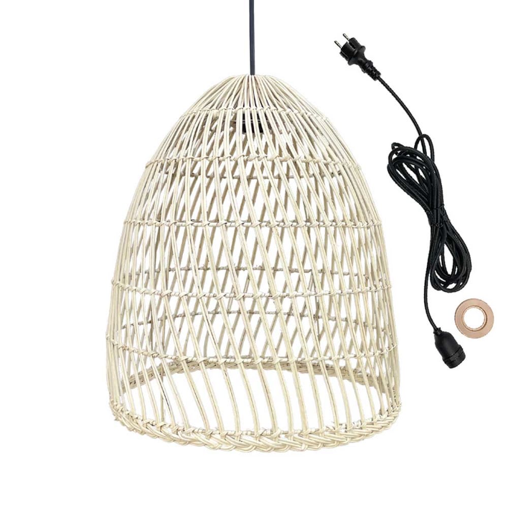 Suspension secteur Rotin Beige d40cm