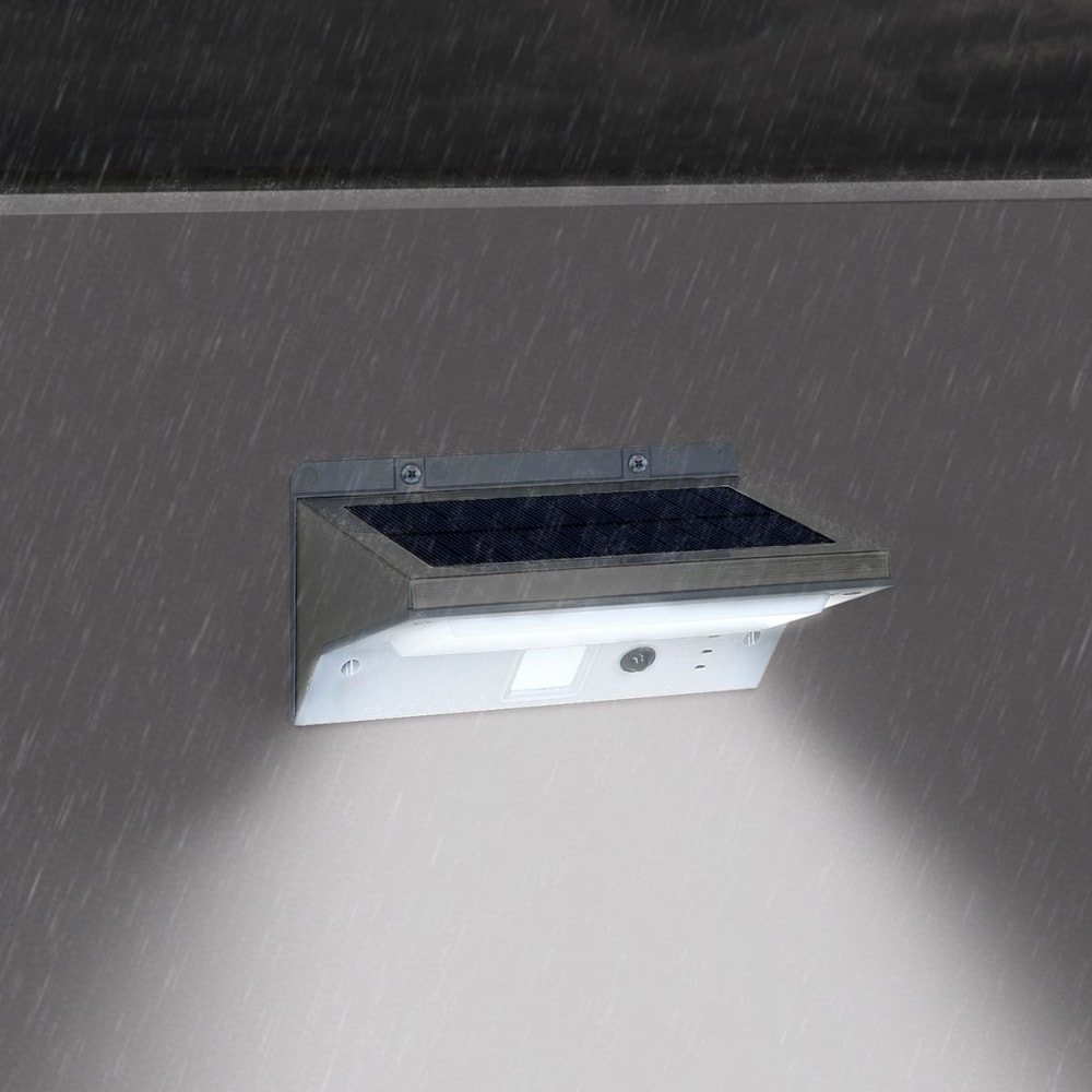 Lámpara solar de pared con sensor gris 200lm