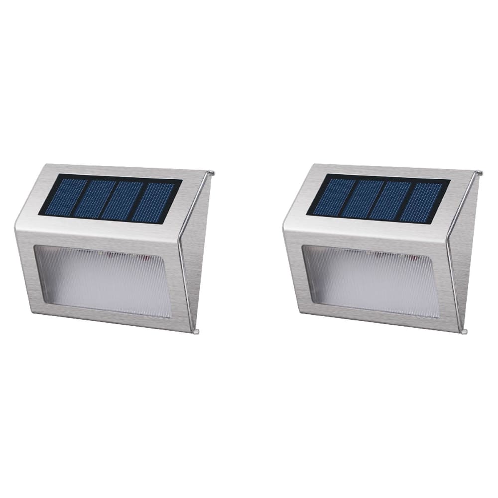 Lot de 2 balises solaires murales acier gris h10cm Lot de 2 balises solaires murales acier gris h10cm