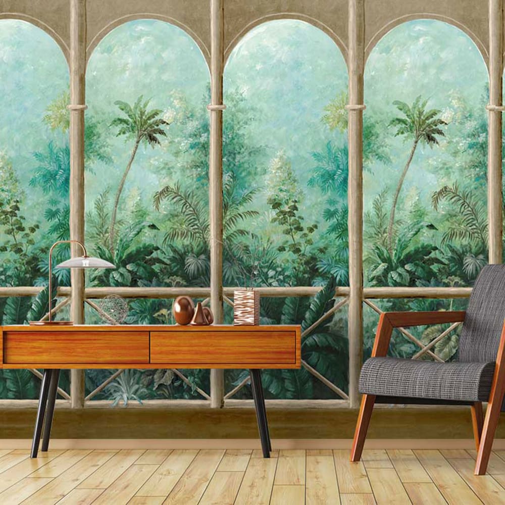 Papel pintado "balcón con vistas a la selva" 53x840 cm 159x280cm