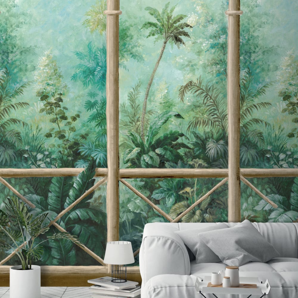 Papier peint balcon sur jungle 159x280 cm — vue 4