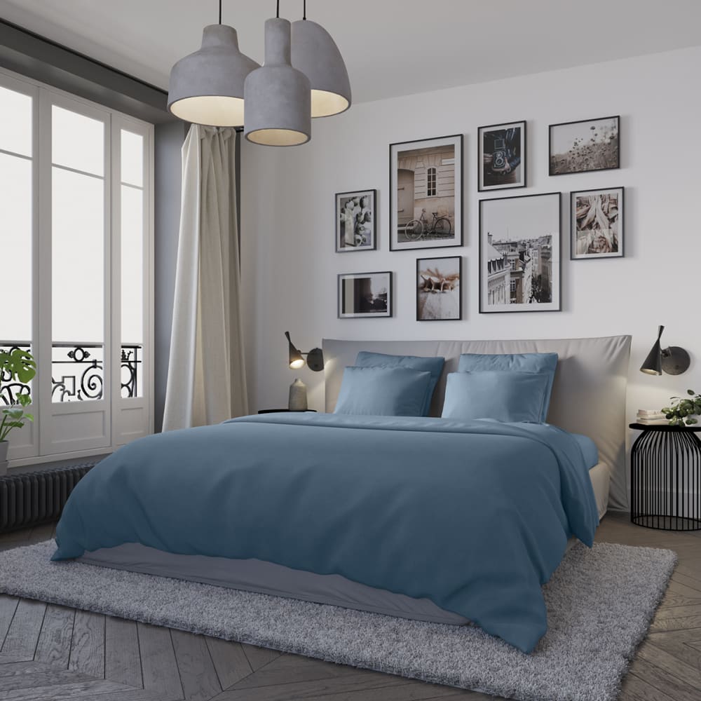 Housse de couette   jersey coloris denim 140x200 cm