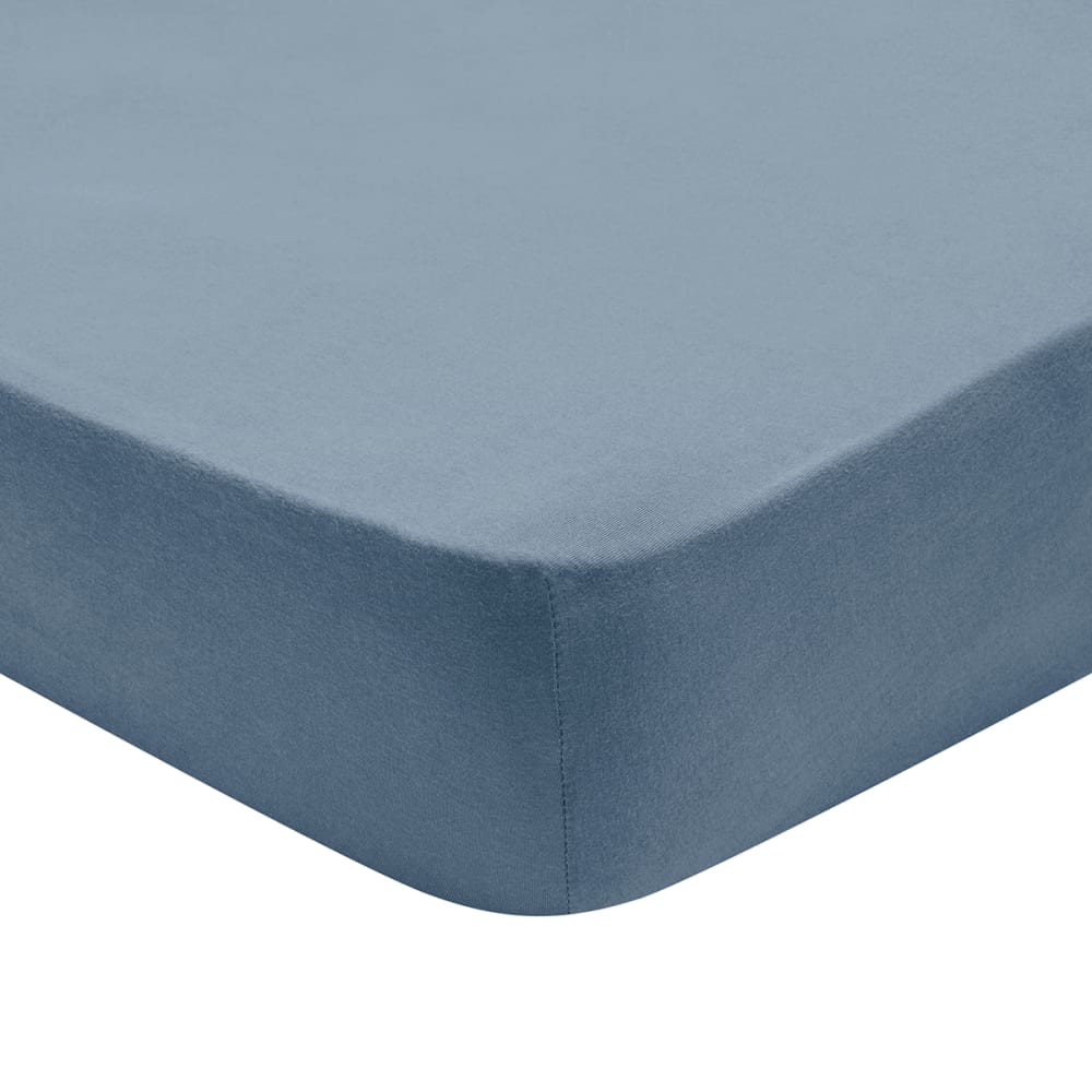 Drap housse   jersey coloris denim 140x200 cm