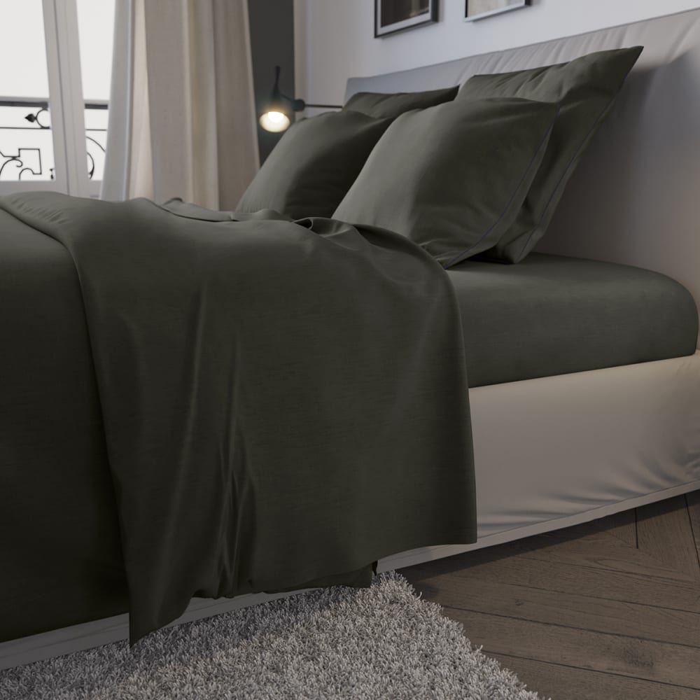 Drap housse jersey coloris carbone 140x200 cm — vue 3