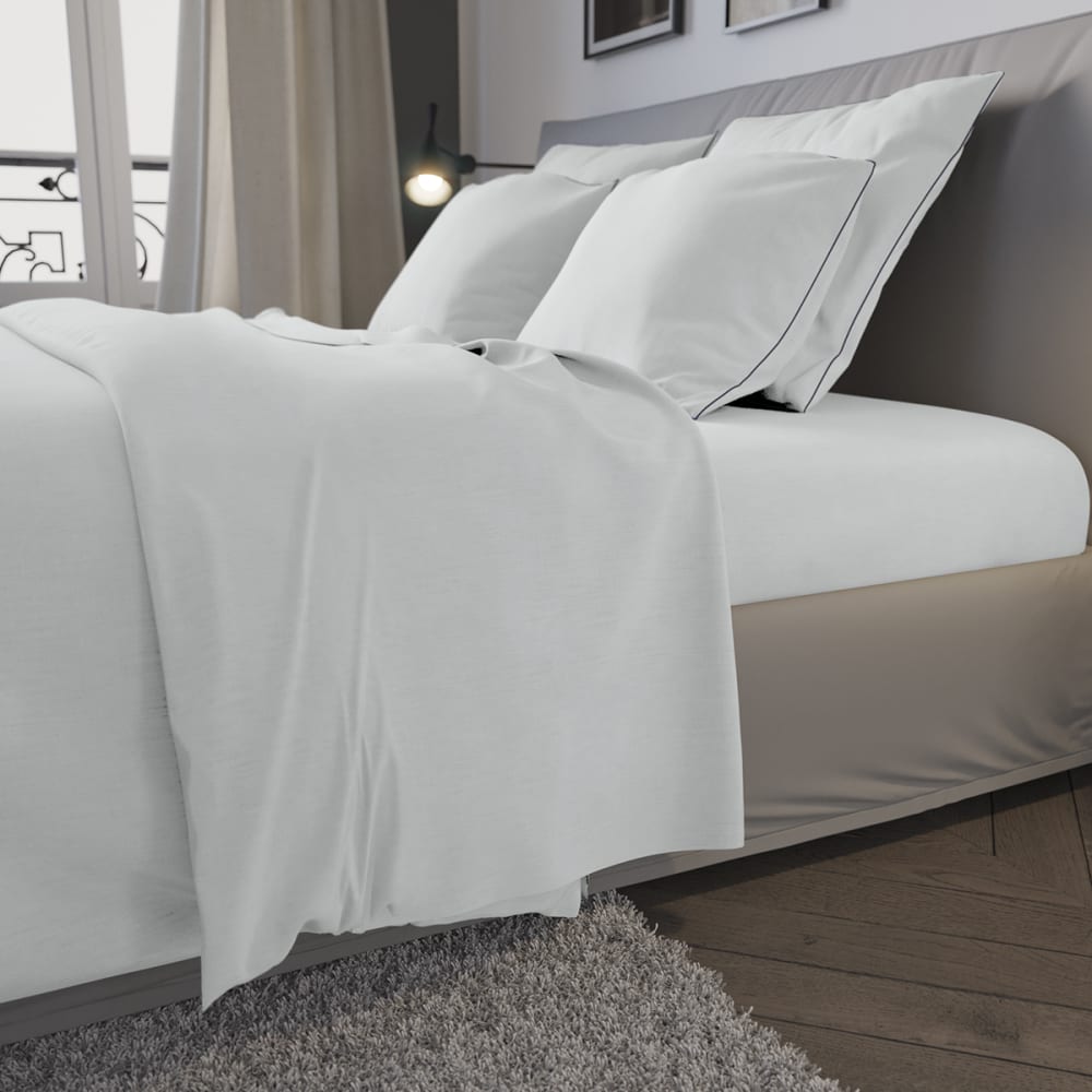 Drap housse jersey coloris blanc 140x200 cm - Maisons du Monde