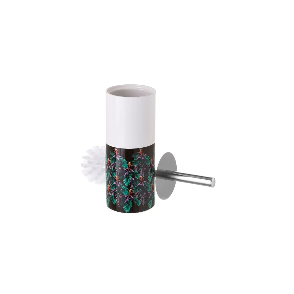 WADIGA Brosse WC en céramique et Métal. Dimensions: Hauteur 32cm x diamètre 10cm Couleur: Blanc et Vert Matière: Céramique et Métal