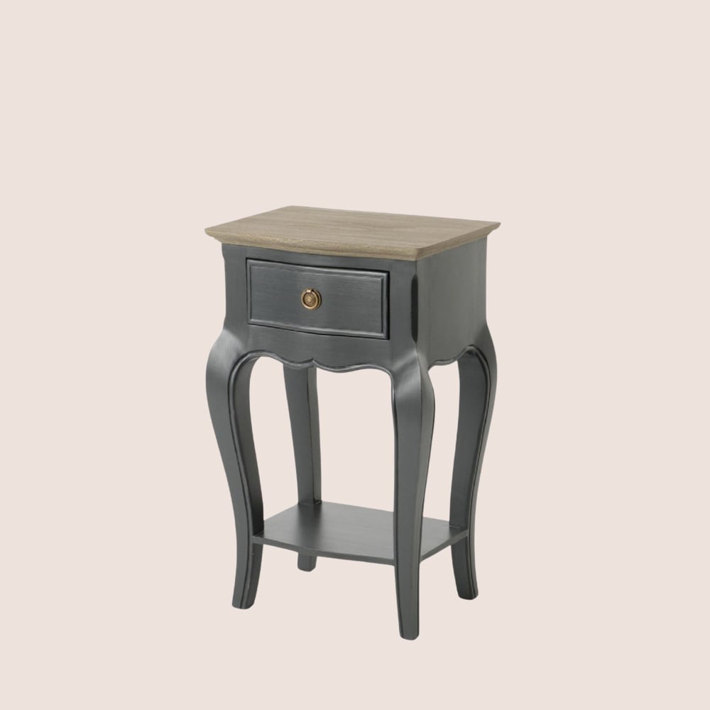 Table de nuit en bois 1 tiroir 1 tablette anthracite - Maisons du Monde