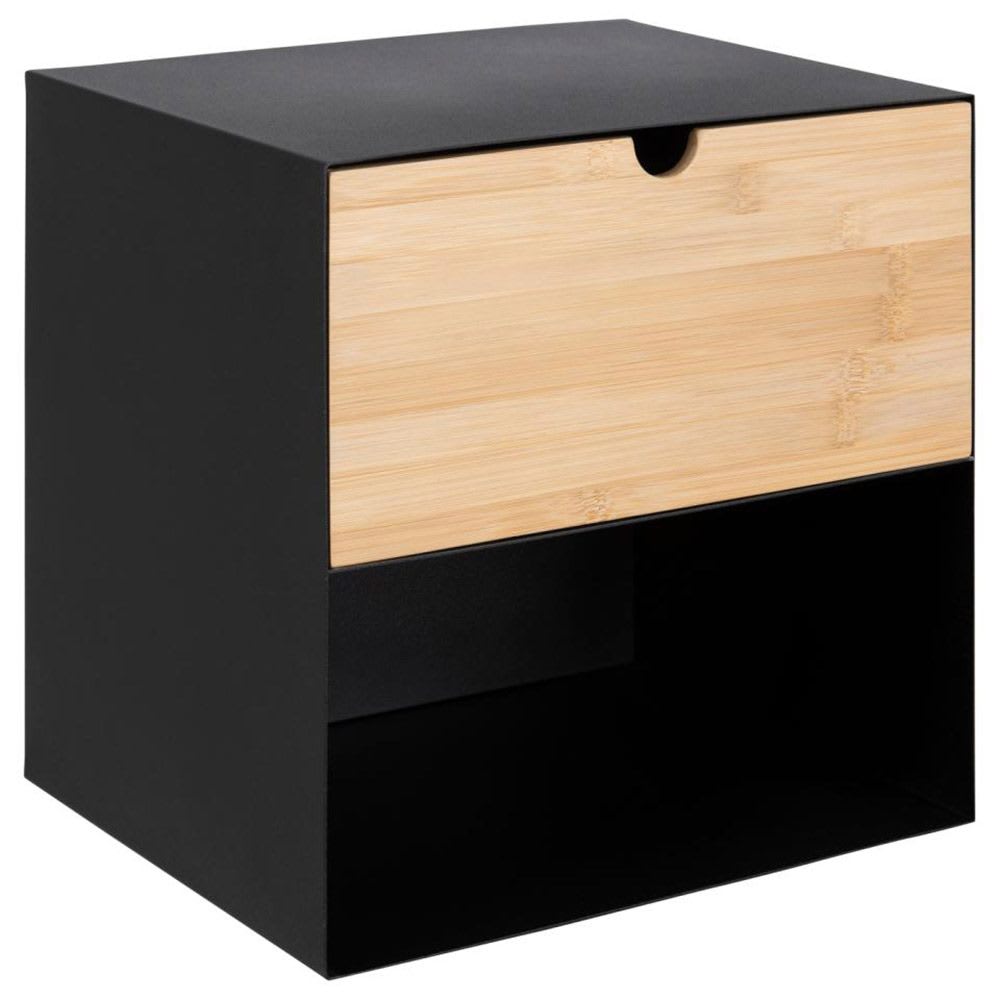 Chevet Joliet noir mat tiroir bambou