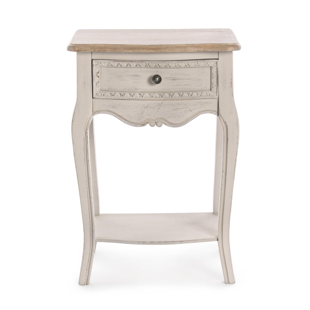 Hellin Chevet 1 tiroir 1 tablette en bois Beige