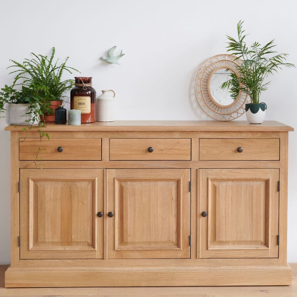Buffet bas 3 portes 3 tiroirs en chêne massif