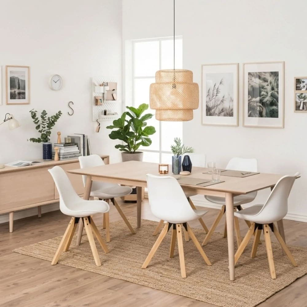 Table rectangulaire en chêne blanchi 8 couverts L200