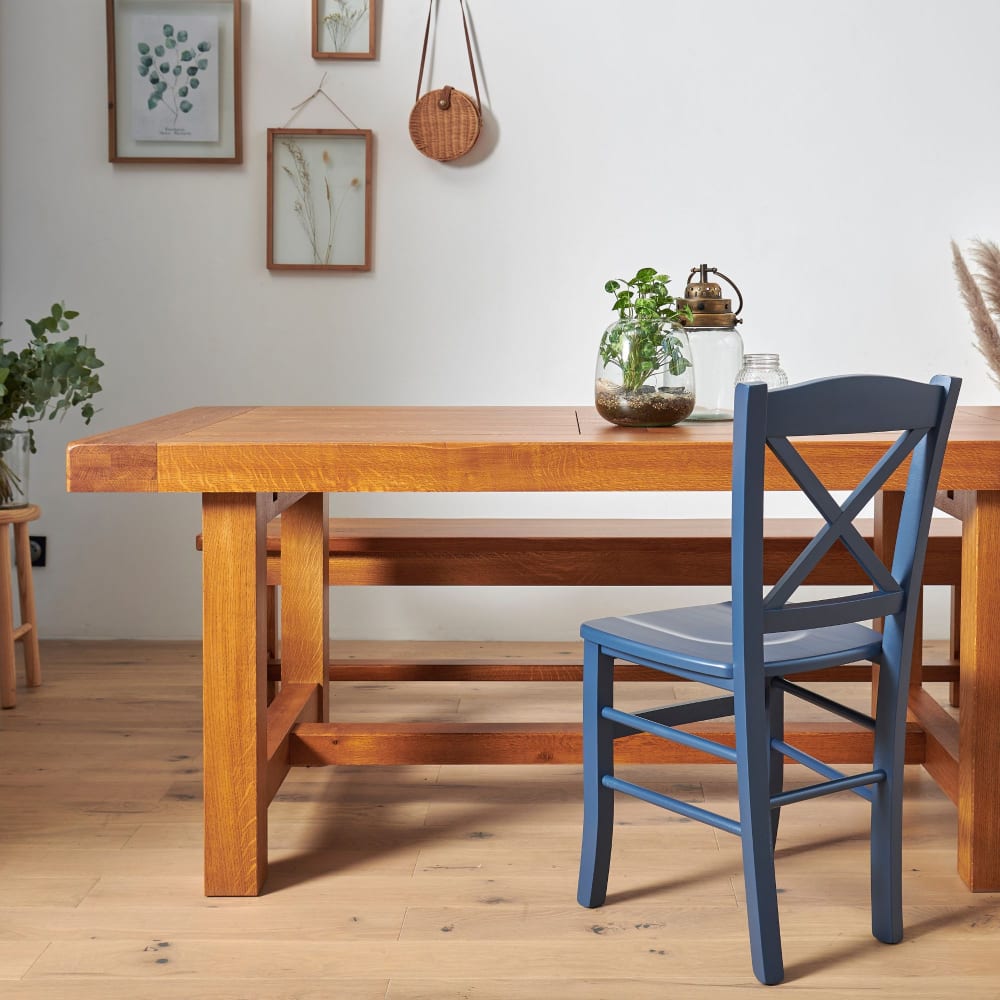 Table de ferme bois chêne massif L220 chene moyen