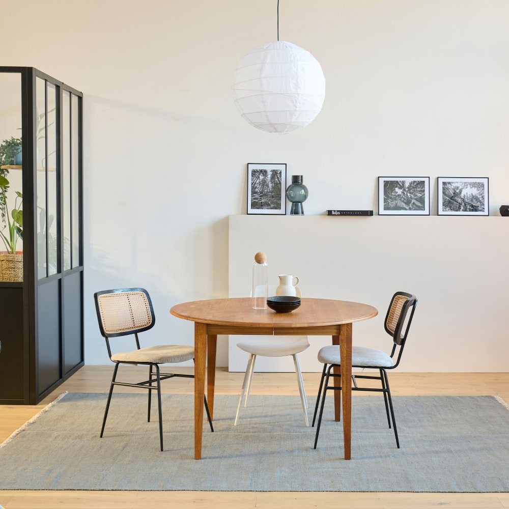 Table ronde extensible bois chêne moyen massif D115