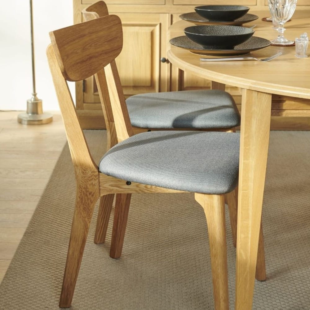 lot de 2 chaises moderne en bois et tissus