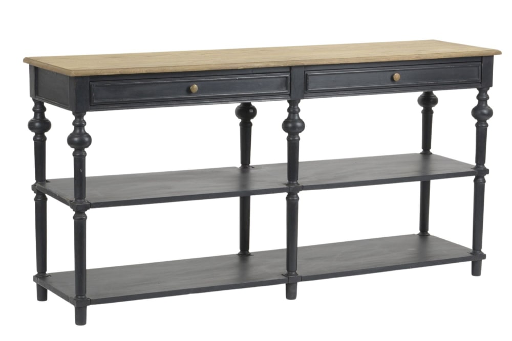 Console à drapier en bois 2 tiroirs 2 tablettes L160