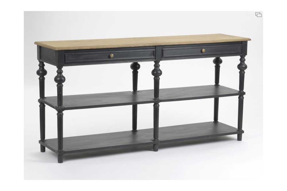 Console à drapier en bois 2 tiroirs 2 tablettes L160