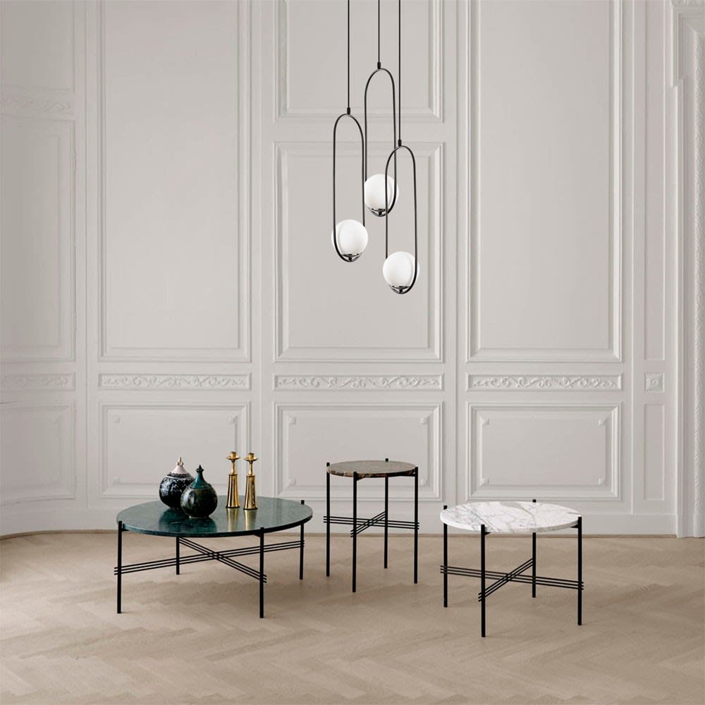 Lámpara colgante con 3 estructuras ovalada y esferas de cristal - Maisons du Monde
