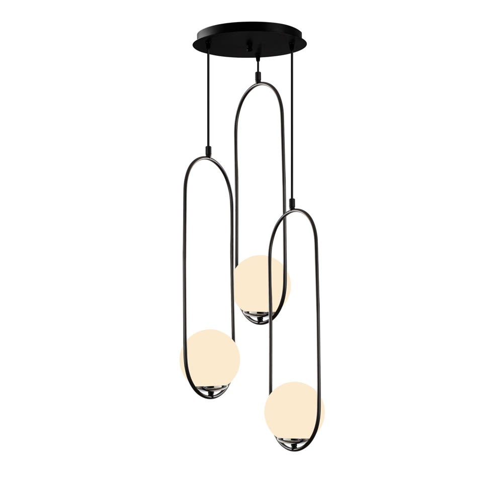 Suspension avec 3 structures ovales et sphères en verre — vue 4