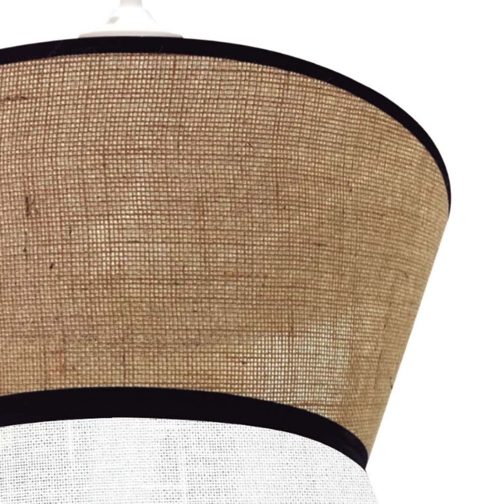 Suspension avec 2 abat-jour en lin brun et sac rustique