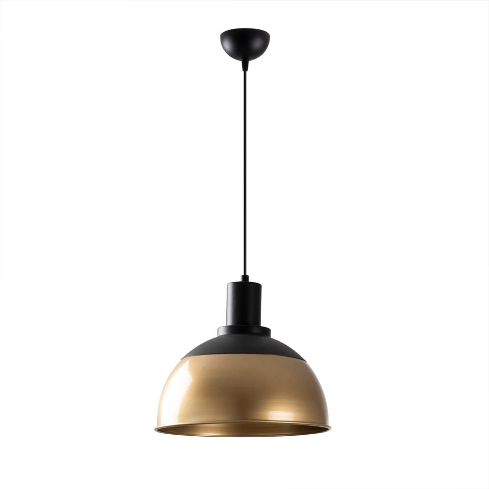 Wonderlamp Vintage Pendelleuchte aus Gold mit schwarzen kuppelförmigen Details style vintage Gold Metall