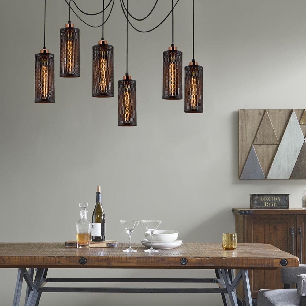 Lámpara colgante moderno negro 6 luces con accesorios para el techo - Maisons du Monde
