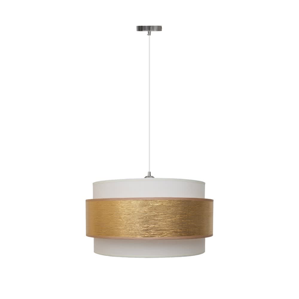 Wonderlamp Hängeleuchte aus handgeflochtener mit 3 goldenen Leinenschirmen ø40cm style landhaus - Leinen