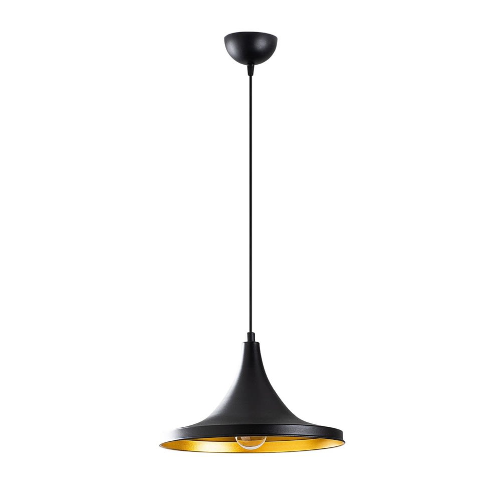 Lámpara de techo con pantalla abierta negro de altura regulable 113 cm