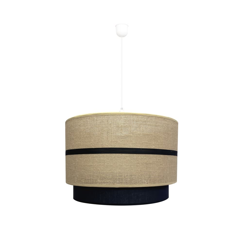 Lámpara de techo estilo natural con 2 pantallas de lino y saco rústico