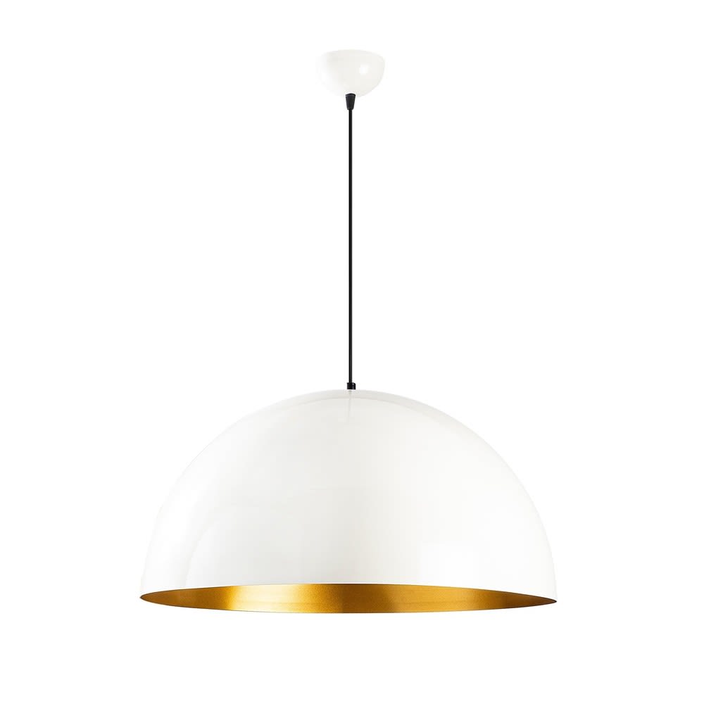 Lámpara de techo blanco con pantalla forma de cúpula de diámetro 60 cm