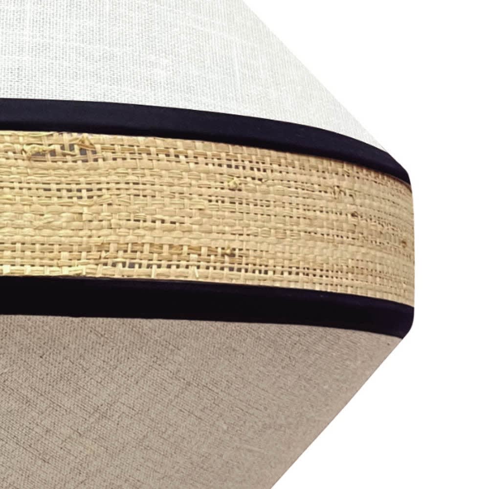 Suspension marron et blanc en lin et rotin fait main — vue 3
