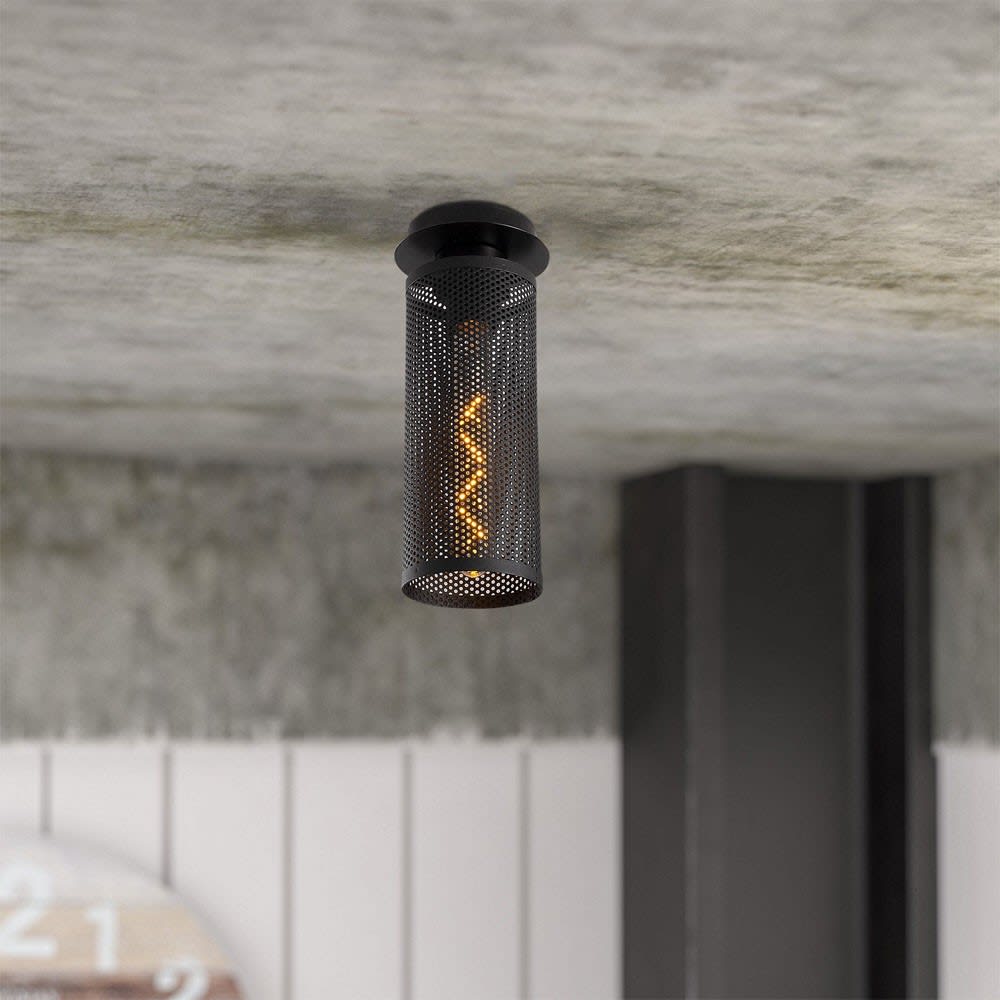 Spot de plafond noir avec abat-jour cylindrique style rétro vintage