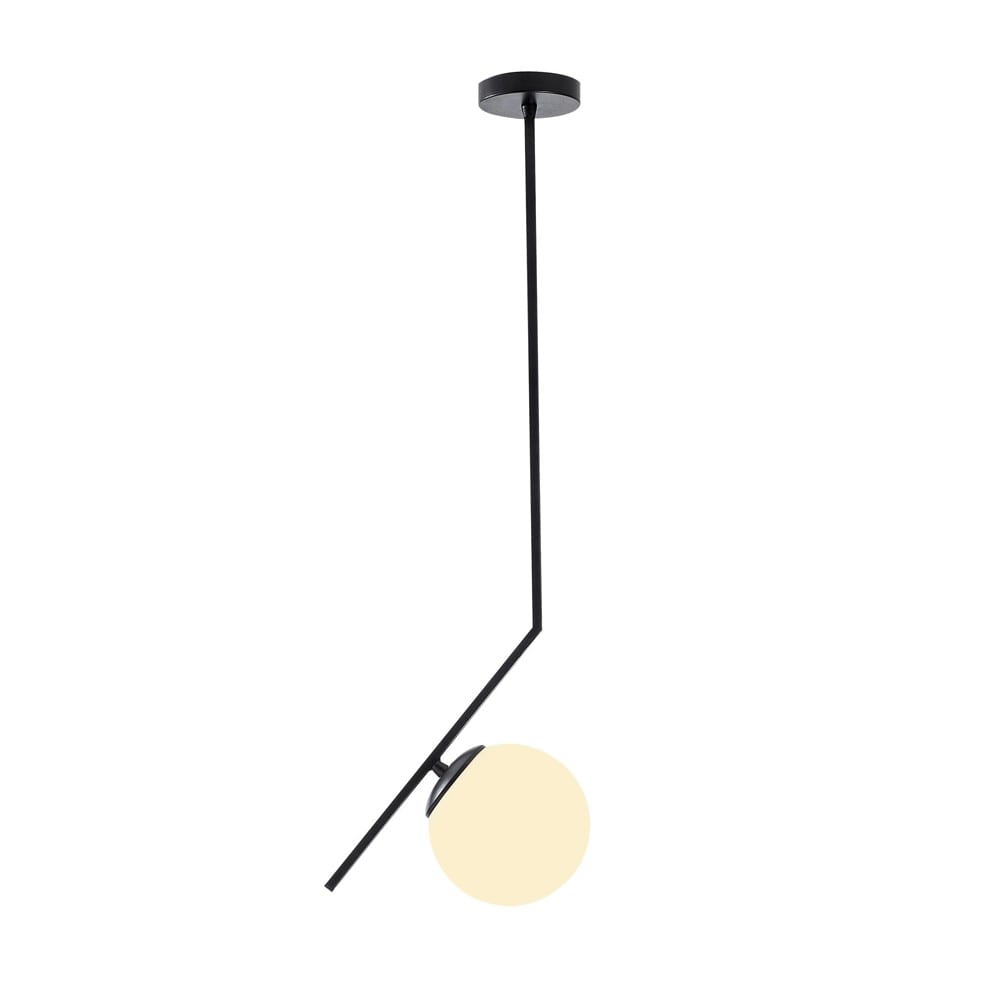 Suspension noir de forme curviligne et sphère en verre opale — vue 4