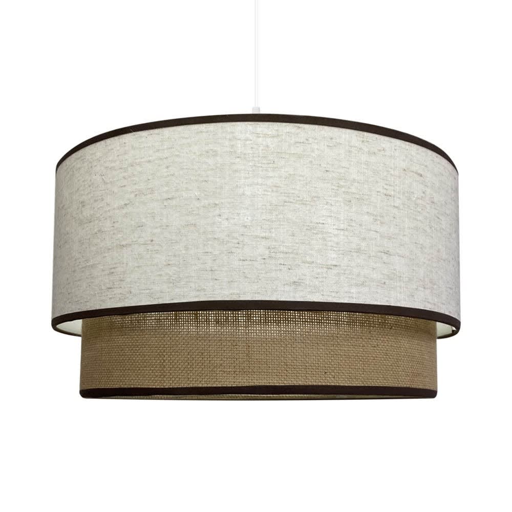 Wonderlamp Hängeleuchte im Natürlichen-Stil mit braunem Leinenschirm style landhaus - Leinen