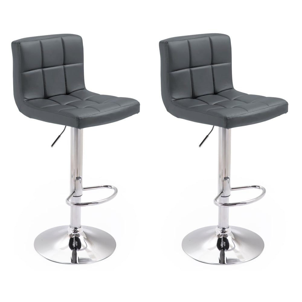 2 taburetes de bar en polipiel gris - Maisons du Monde