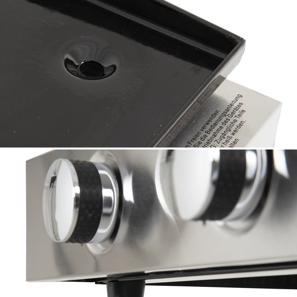 Plancha au gaz 3 brûleurs plaque en fonte acier noir et inox