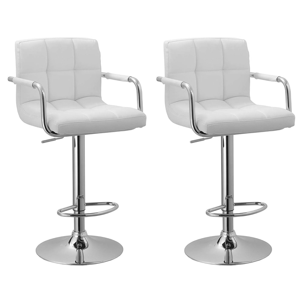 2 taburetes de bar en polipiel blanco con reposabrazos - Maisons du Monde