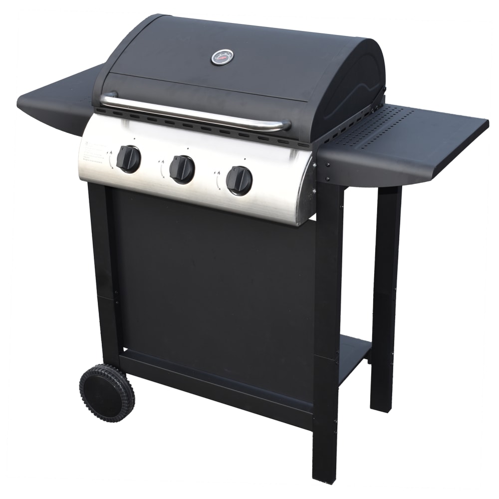 Barbecue au gaz 3 brûleurs en acier noir
