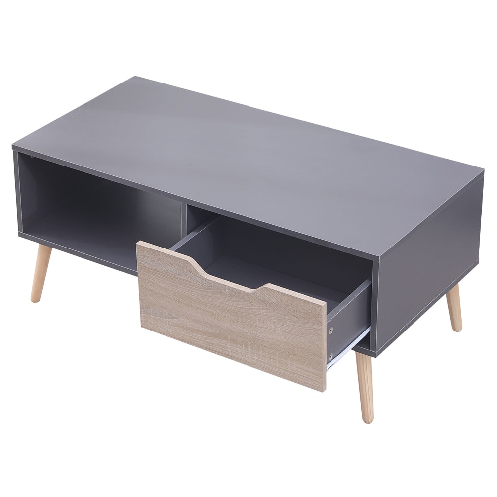 Couchtisch im skandinavischen Stil grau mit Schublade - Maisons