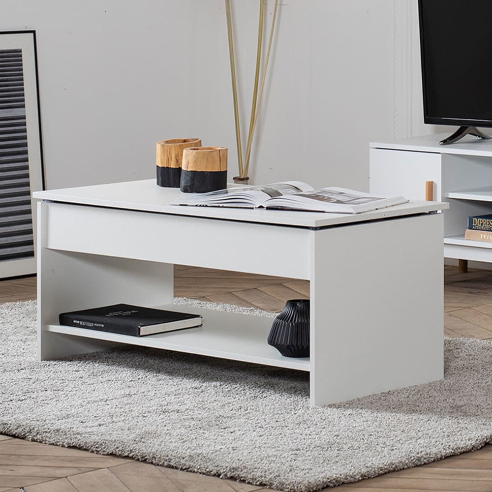 Table basse avec plateau relevable blanche