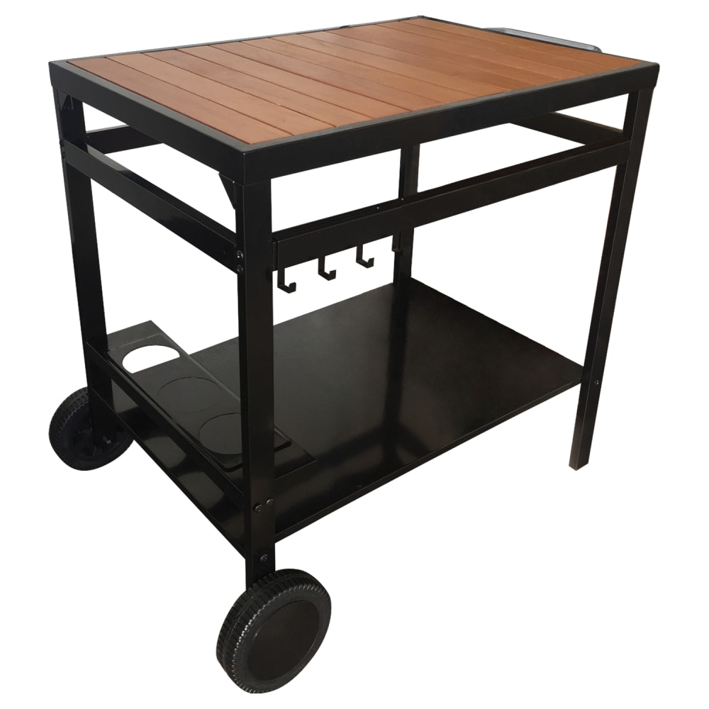 Carrito con ruedas para plancha en acero negro y madera
