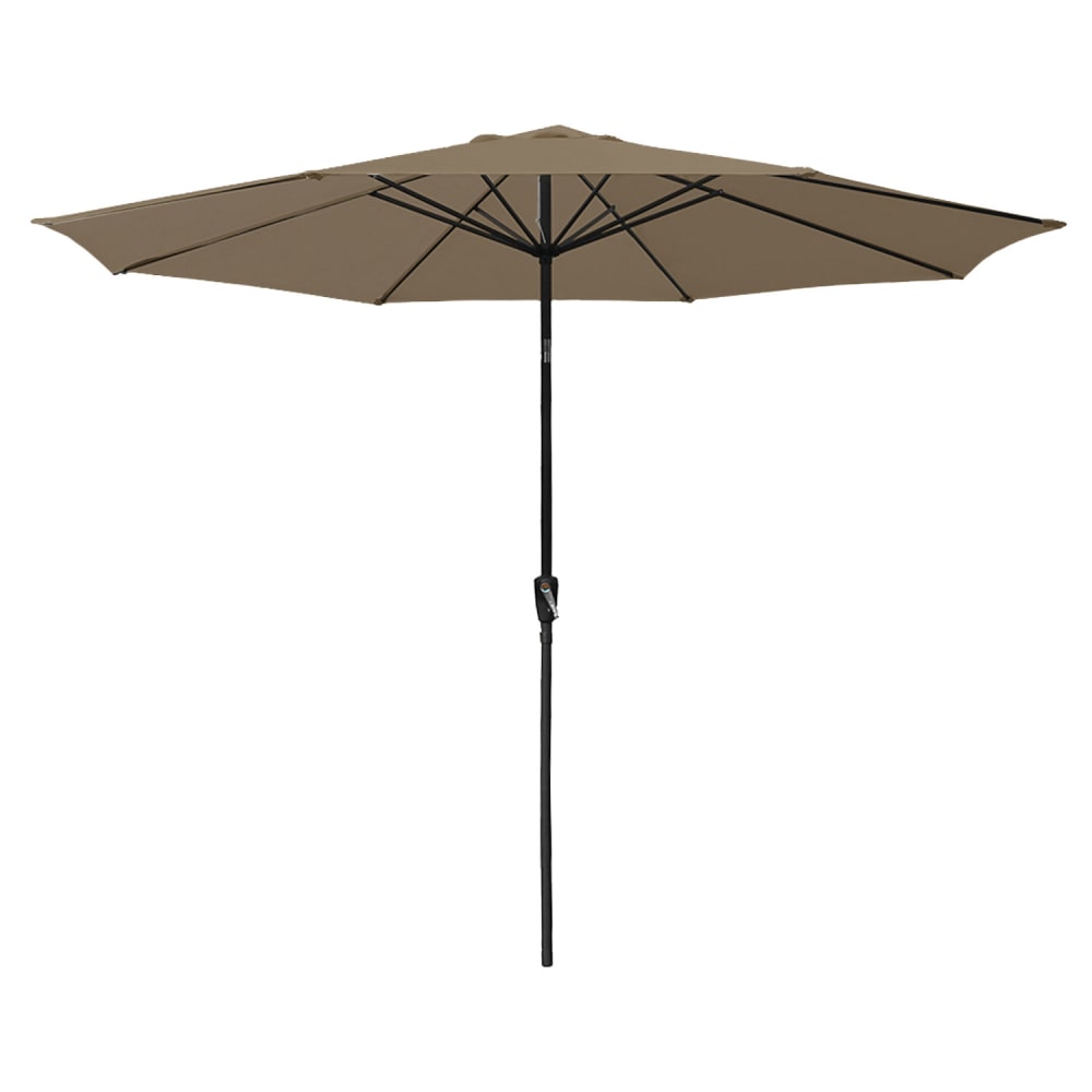 Parasol droit rond 3,30m en aluminium et toile taupe